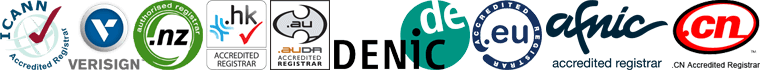 Instra Accredited TLDs, ICANN, Verisign, NZ Registry, HK Registry, AUDA, DENIC Registry, EU Registry, AFNIC Registry, CN Registry